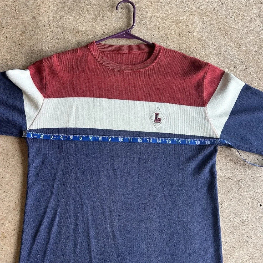 Vintage 70's Levi's Sweater Patriotic Striped Mens Size: Medium Colorblock